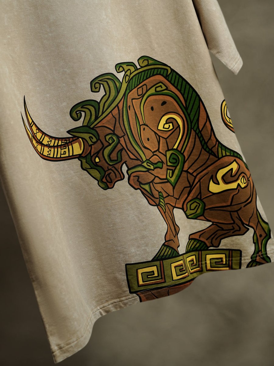 Aztec Bull Embroidered | Women - Women Oversized T-shirt | Mydesignation