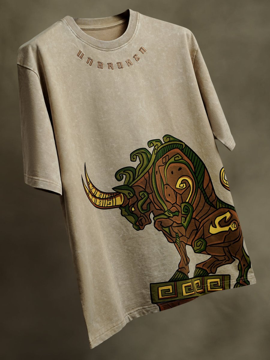 Aztec Bull Embroidered | Women - Women Oversized T-shirt | Mydesignation