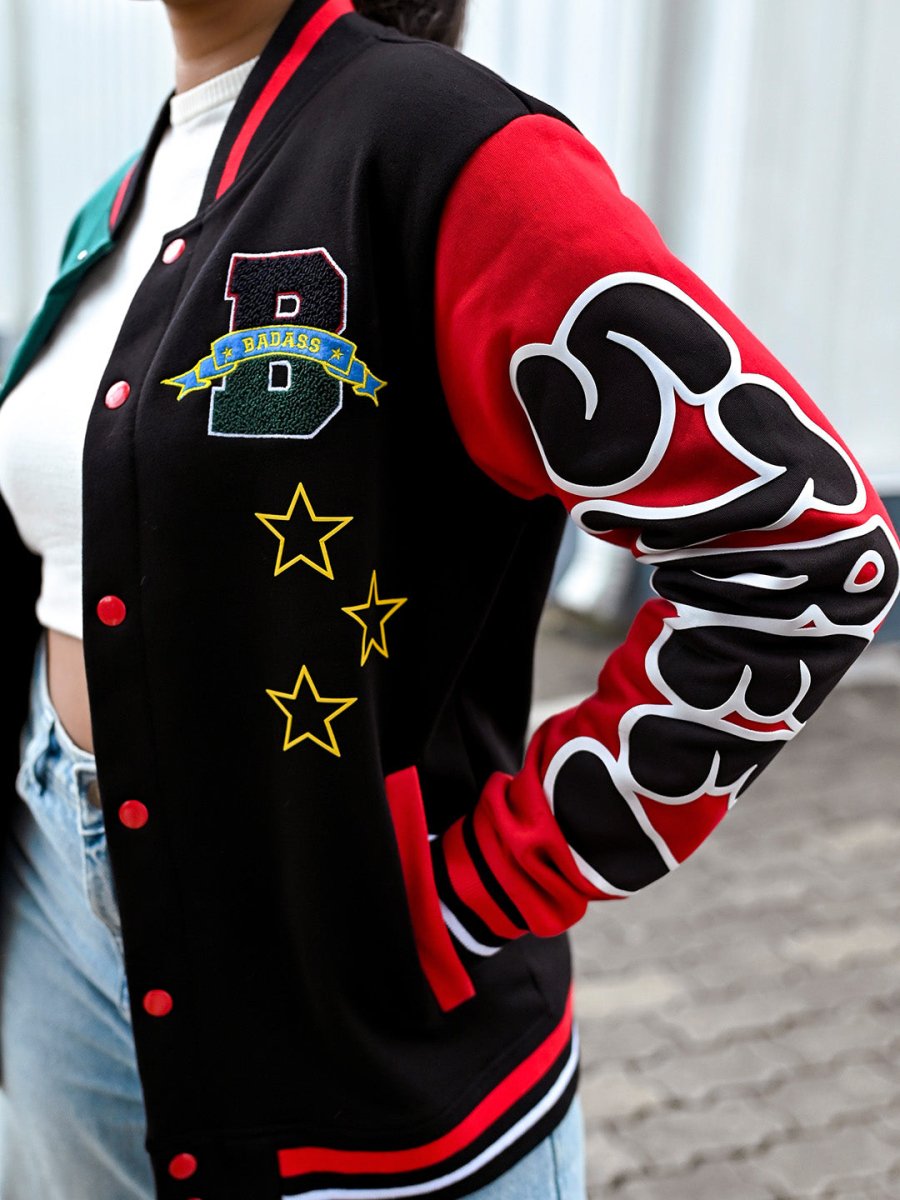 Badass Embroidered Varsity Jacket - Jacket | Mydesignation