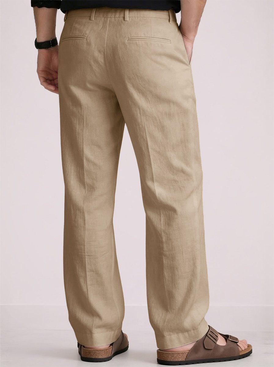 Beige Linen Pant - Pants | Mydesignation
