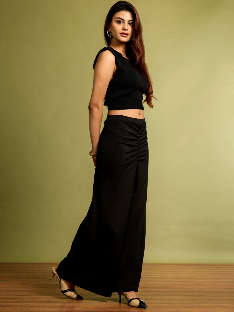 Black Ruched Skirt - Women Skirt | Mydesignation