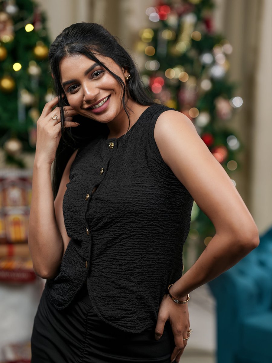 Black Waistcoat - Women Shirt | Mydesignation