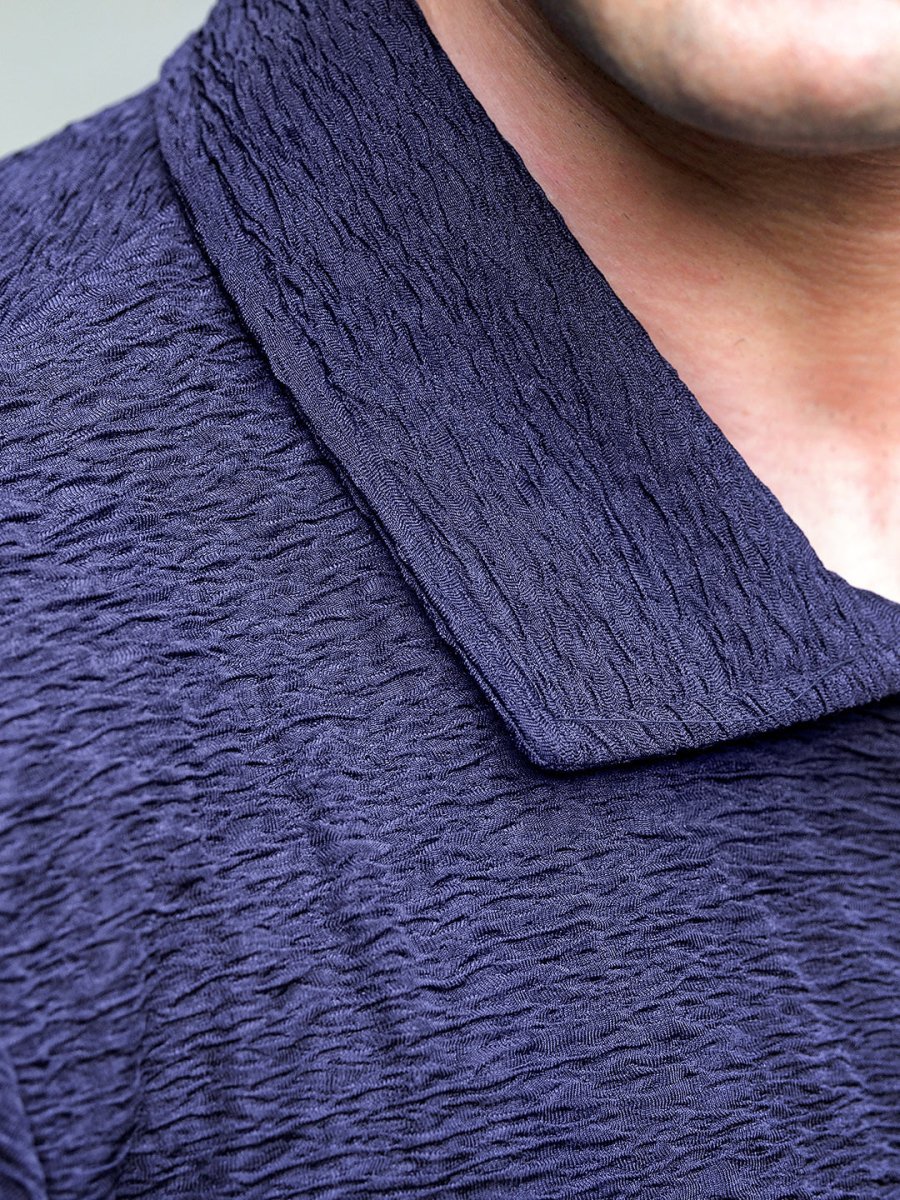Blue Textured Polo - Polo T-shirts | Mydesignation