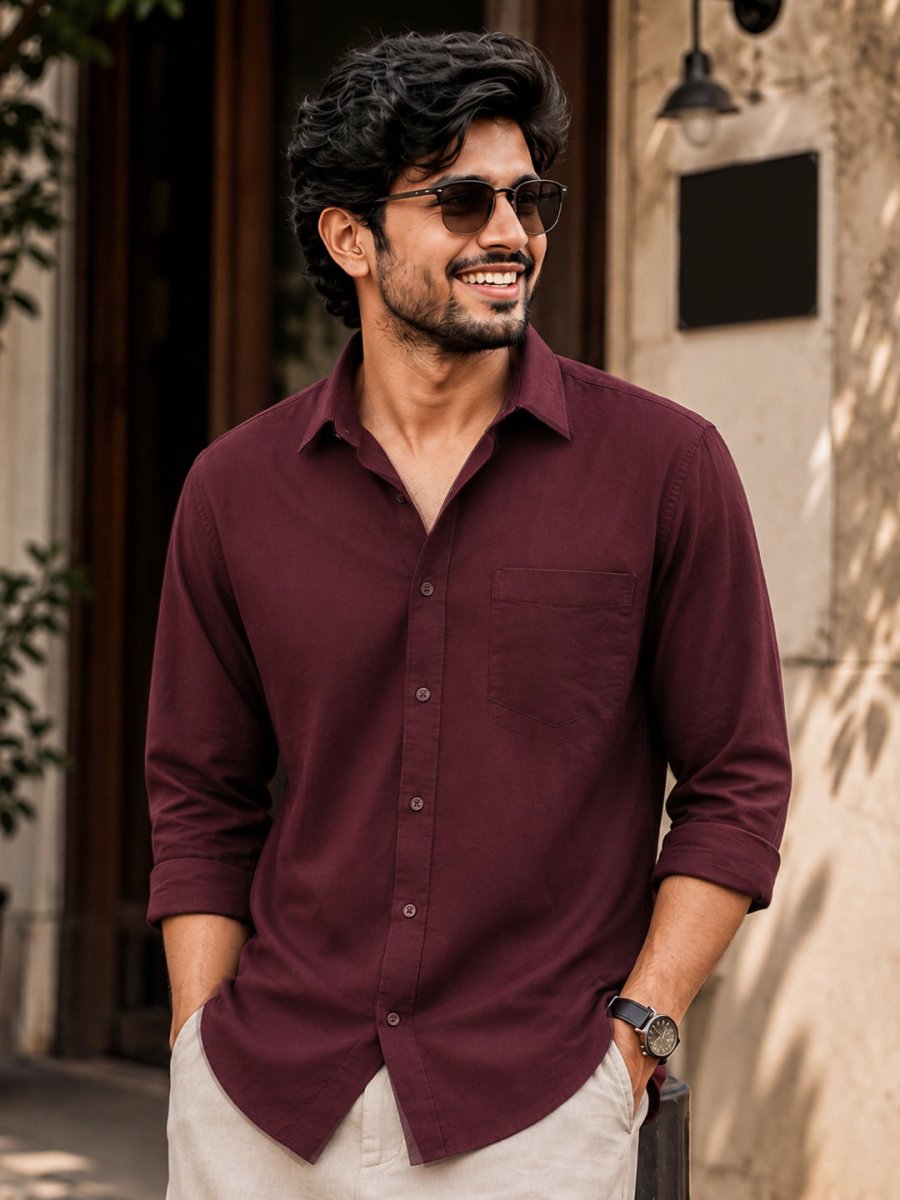 Classic Wine Cotton Shirt - Shirt | MyDesignation