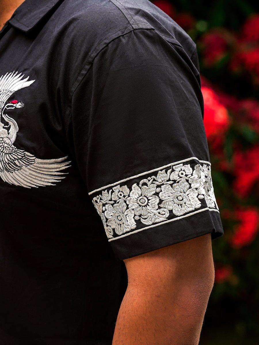 Crane Embroidered - Men Shirt | Mydesignation
