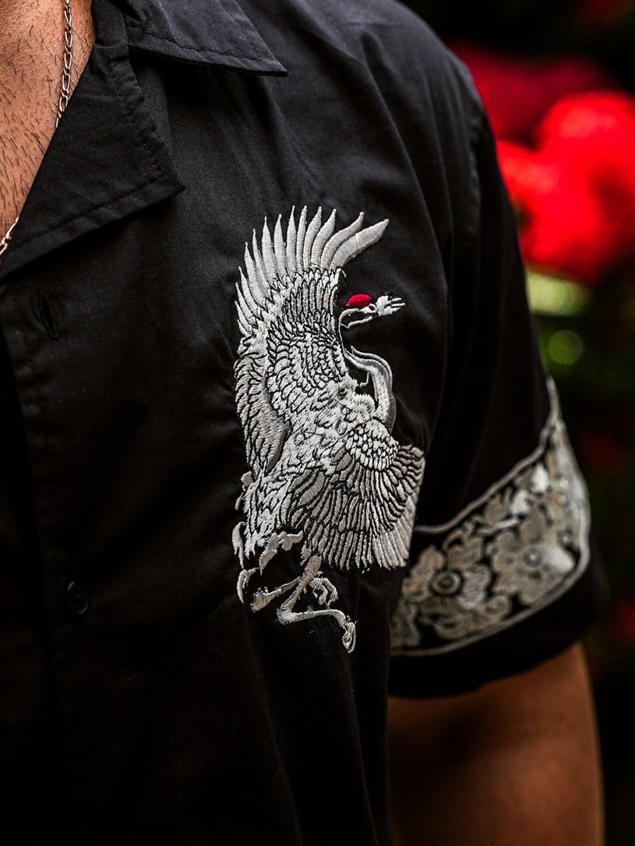 Crane Embroidered - Men Shirt | Mydesignation