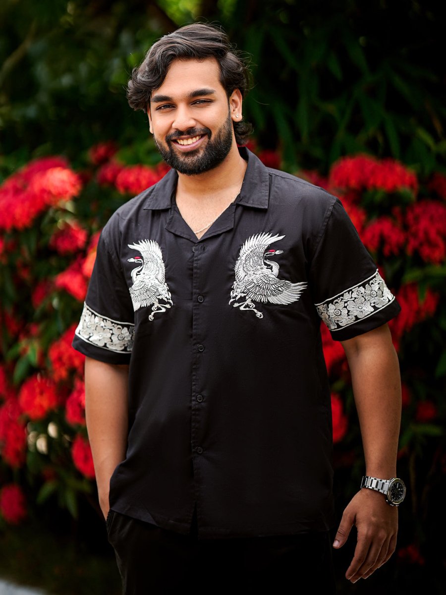 Crane Embroidered - Men Shirt | Mydesignation