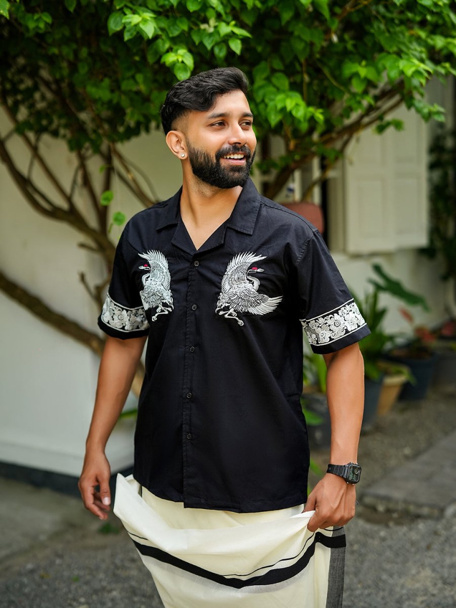 Crane Embroidered - Men Shirt | Mydesignation