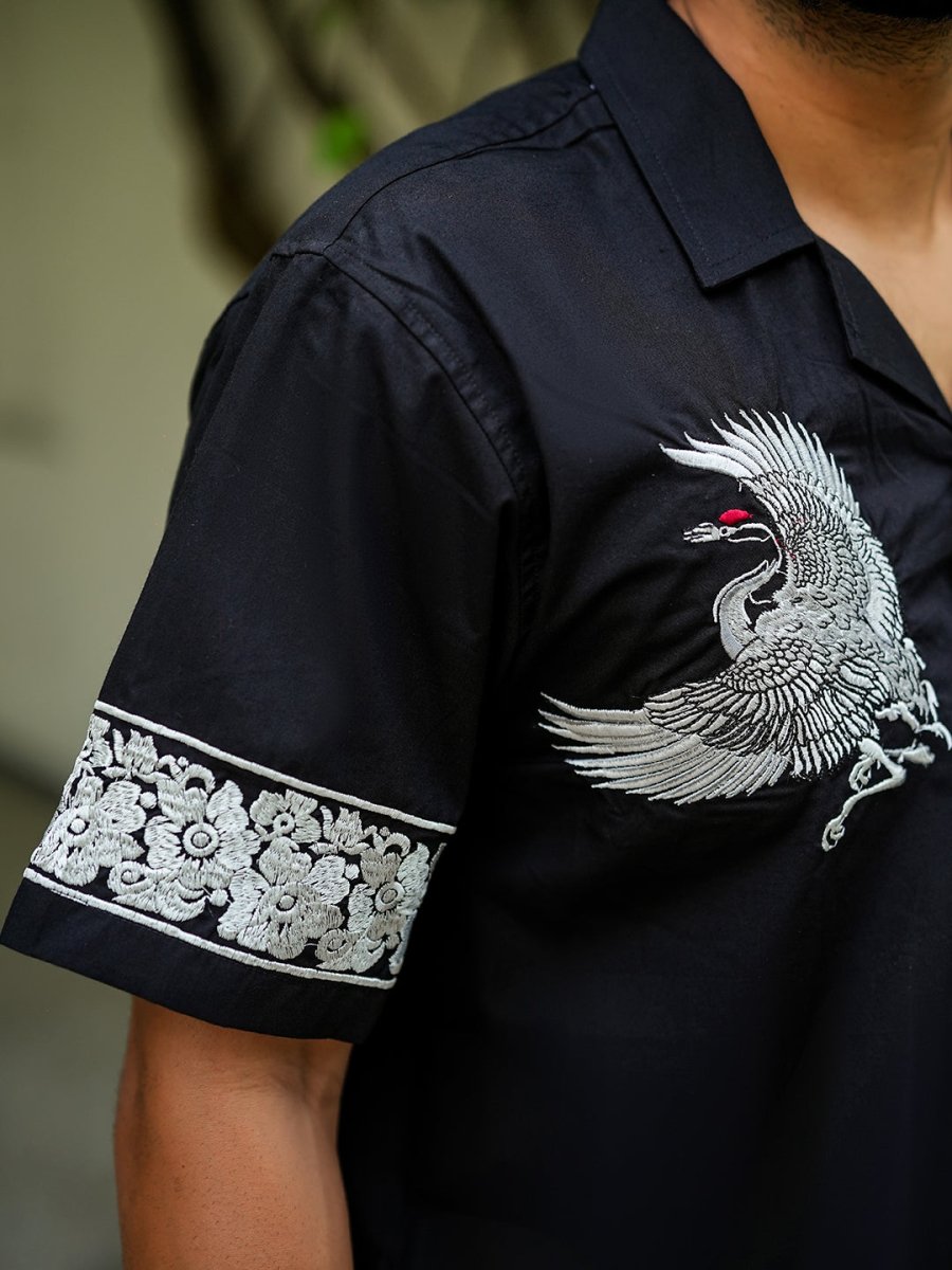 Crane Embroidered - Men Shirt | Mydesignation