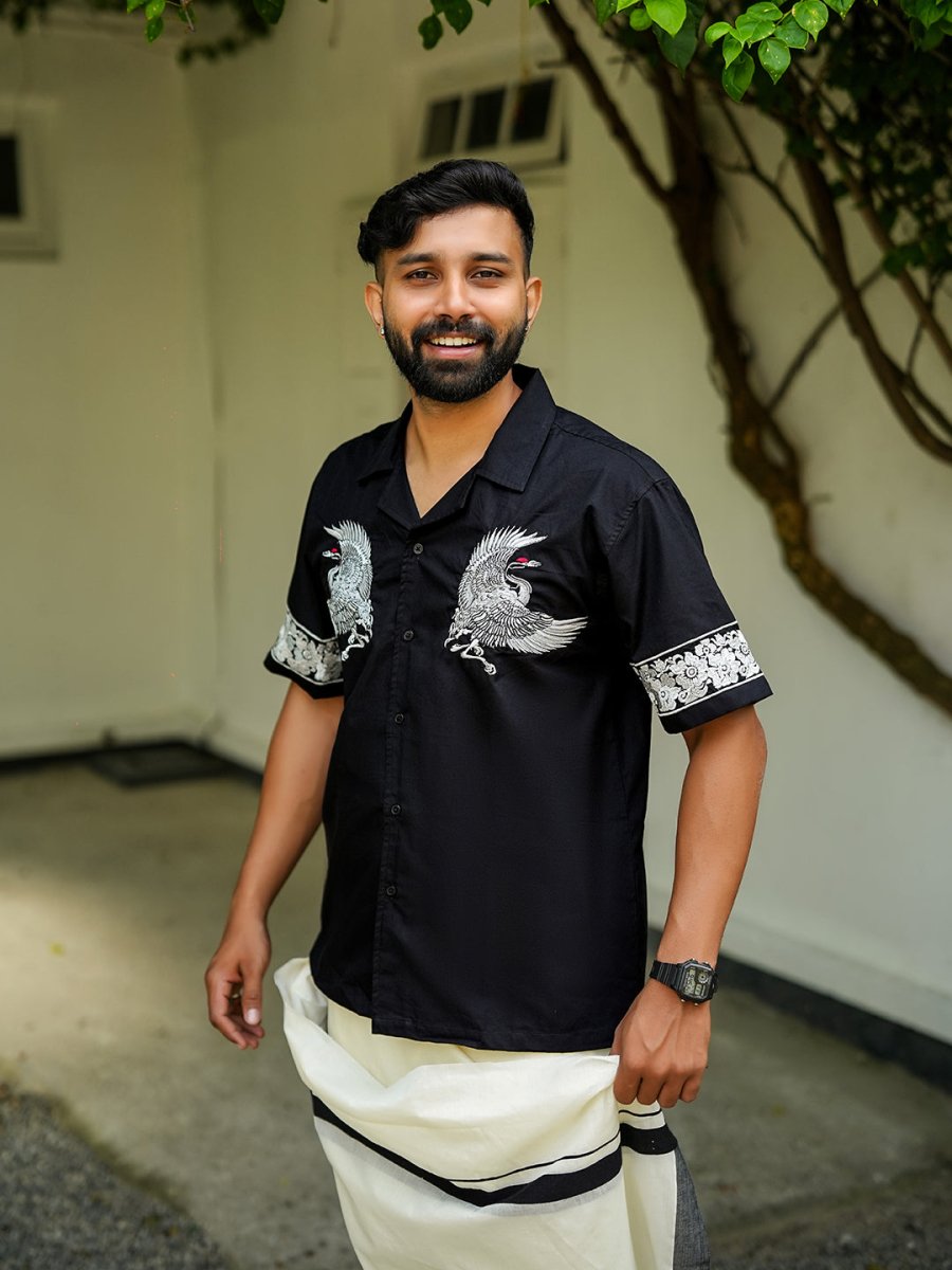 Crane Embroidered - Men Shirt | Mydesignation