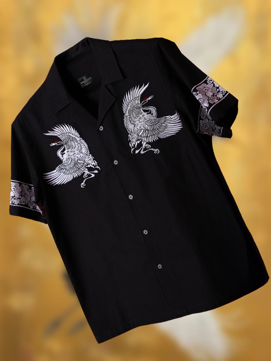 Crane Embroidered | Relaxed Fit | Luxe Cotton Shirt - Shirt | MyDesignation