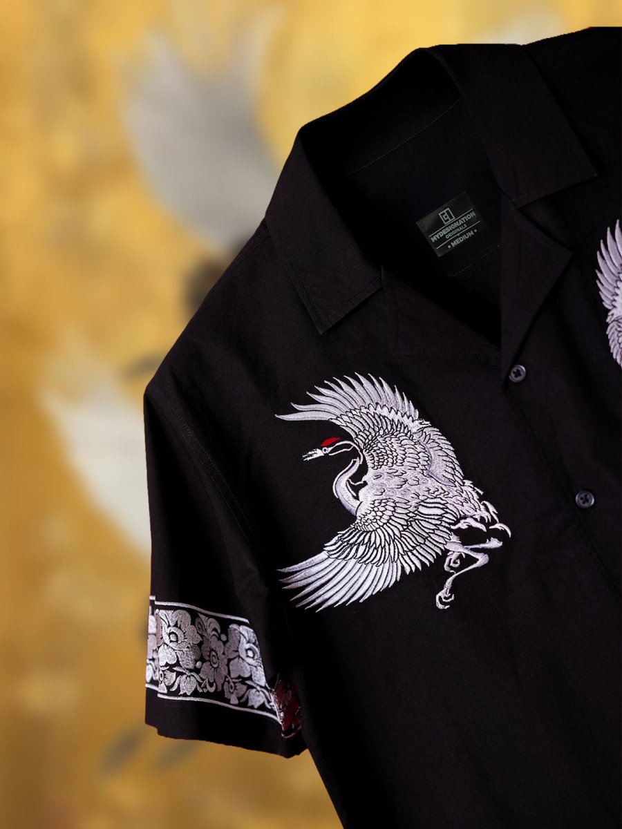 Crane Embroidered | Relaxed Fit | Luxe Cotton Shirt - Shirt | MyDesignation