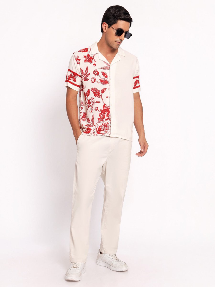 Crimson Floral - Men Shirt | Mydesignation