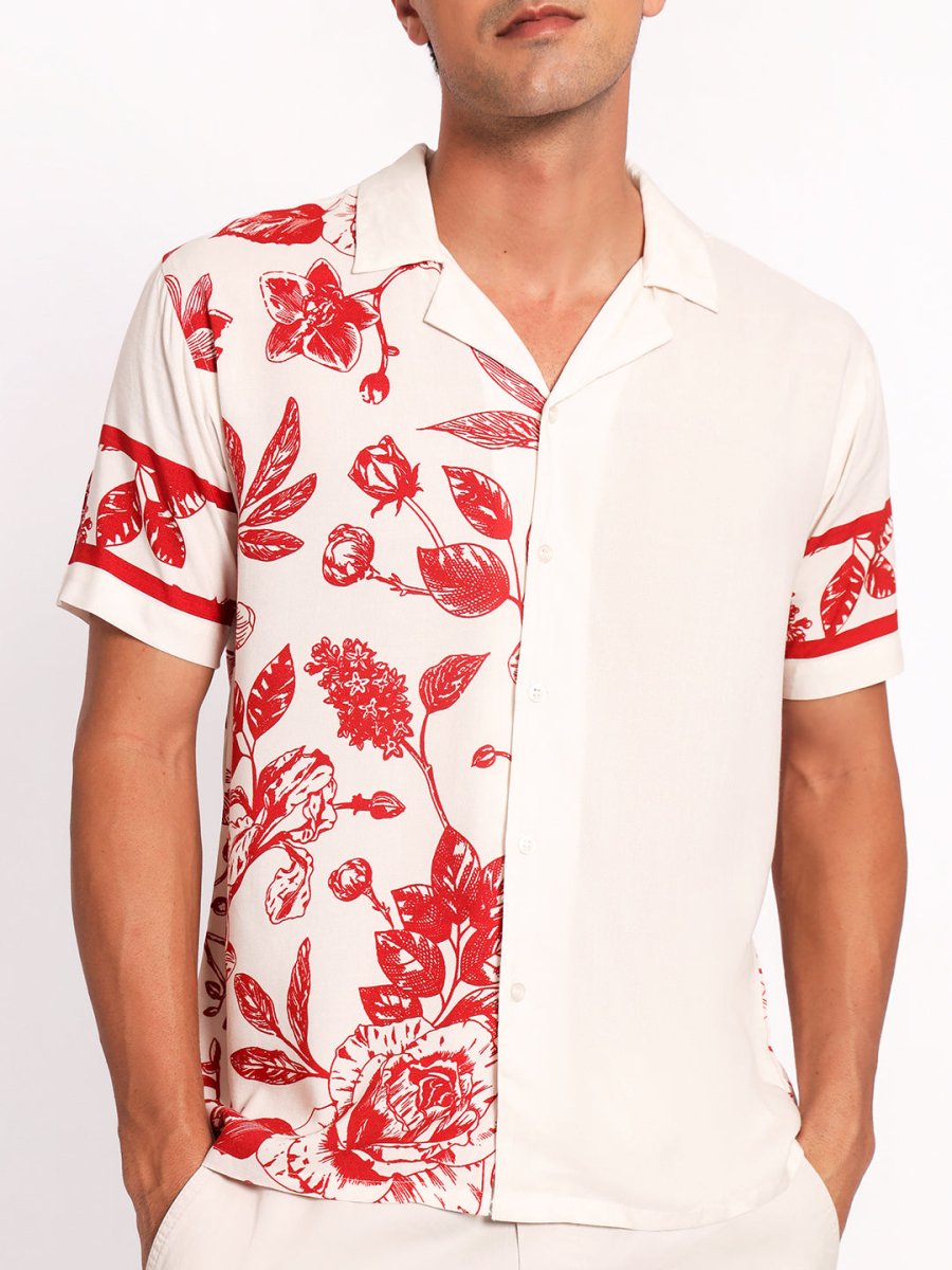 Crimson Floral - Men Shirt | Mydesignation