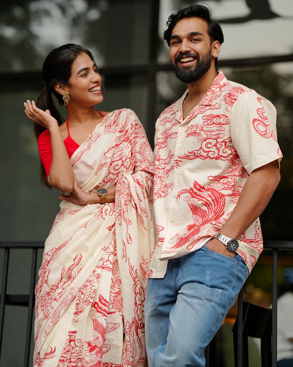 Dragon Shirt and Saree Combo - Main Image