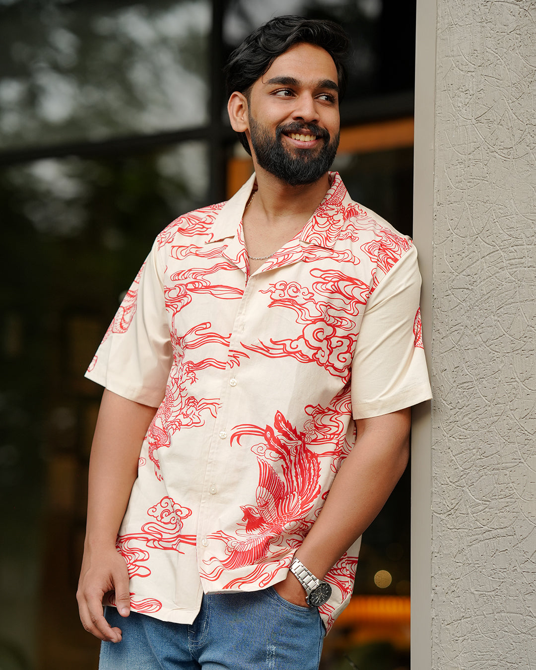 Cotton Dragon Shirt and Dragon Saree couple combo. Mydesignation