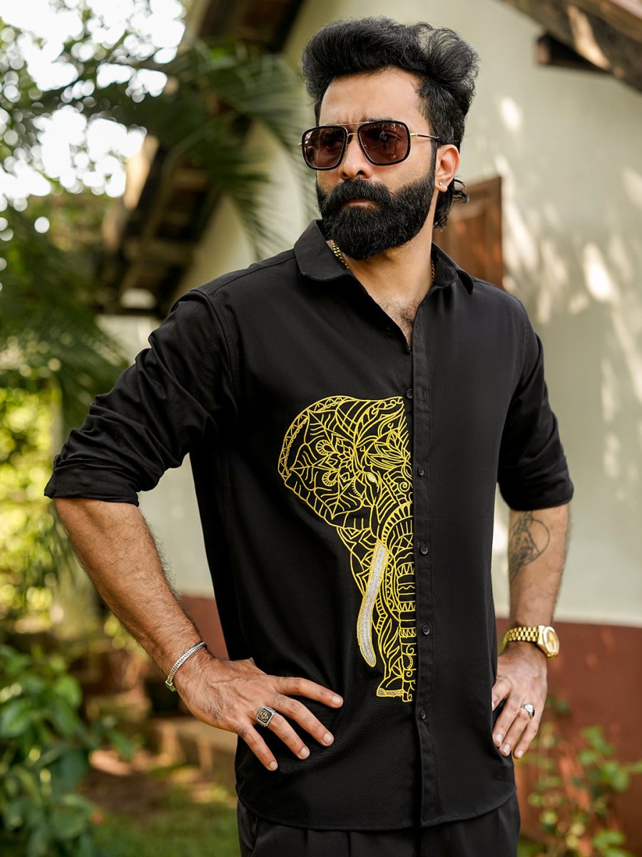 Elephant Embroidered Shirt - Pongal Special | Mydesignation