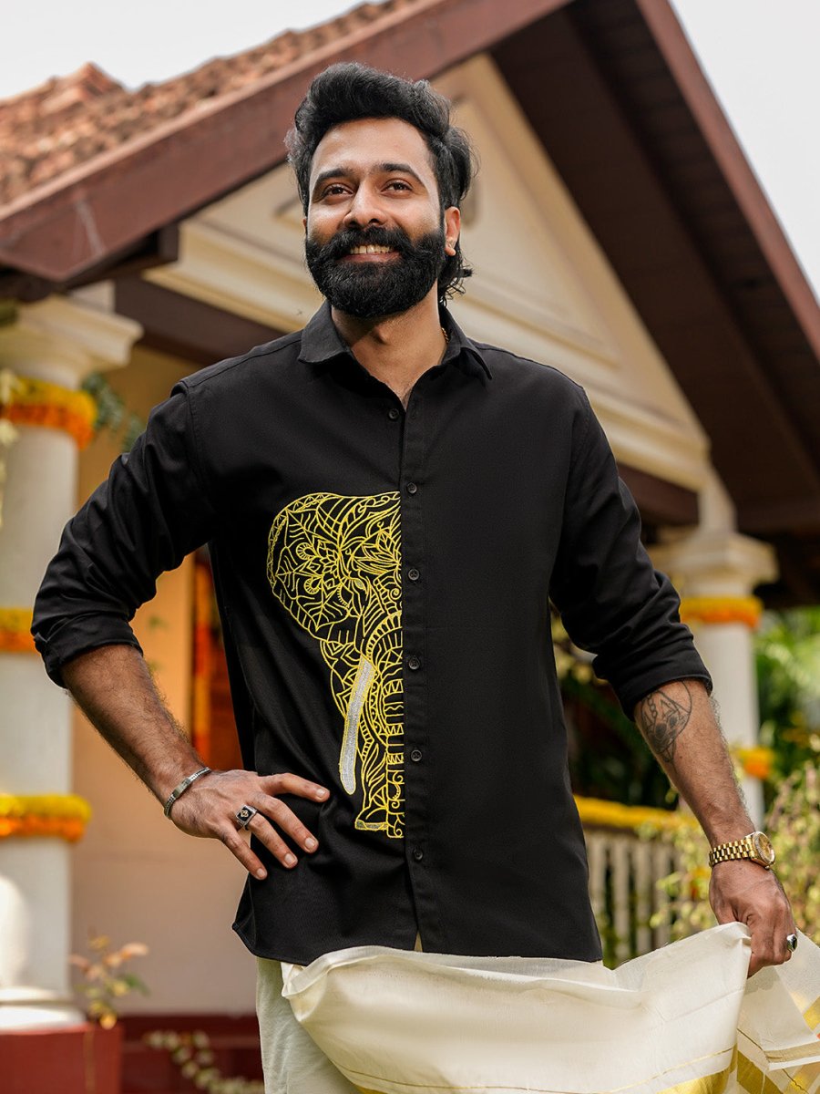 Elephant Embroidered Shirt - Pongal Special | Mydesignation