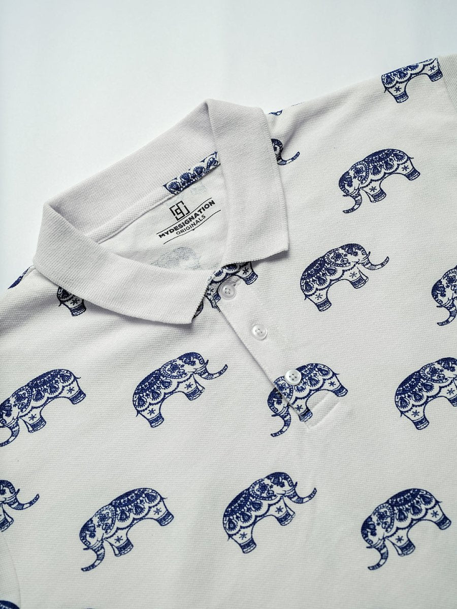 Elephant Print Polo - Polo T-shirts | Mydesignation