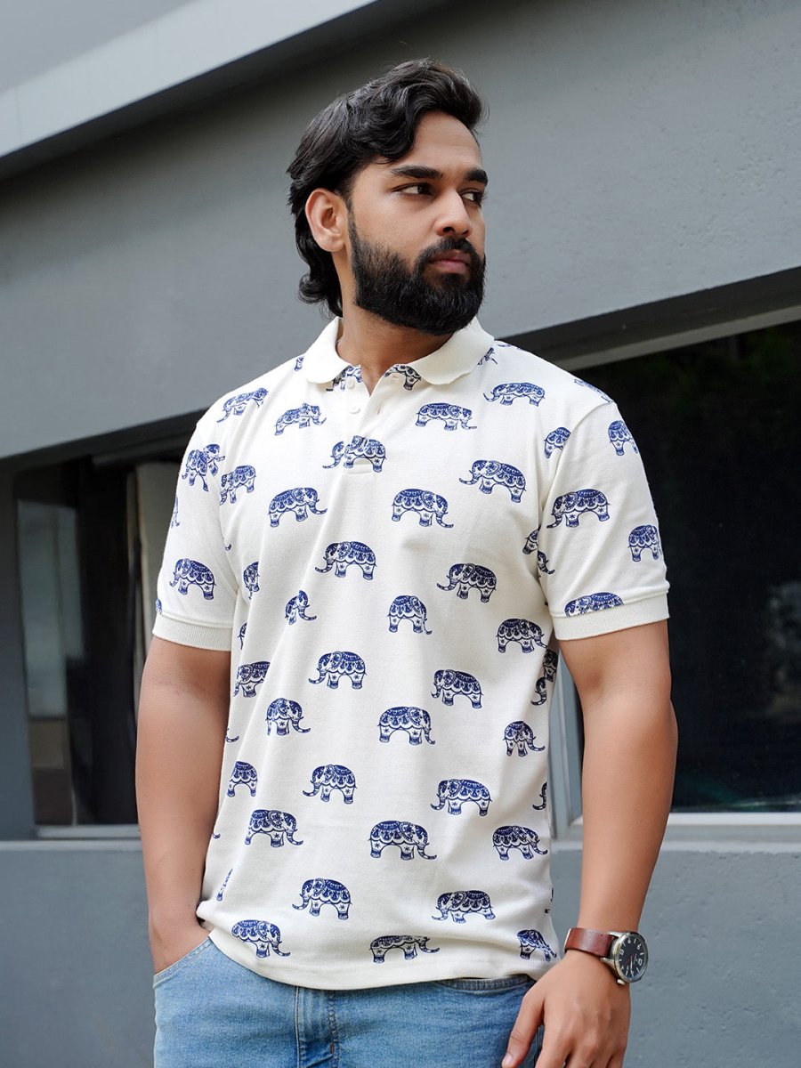Elephant Print Polo - Polo T-shirts | Mydesignation