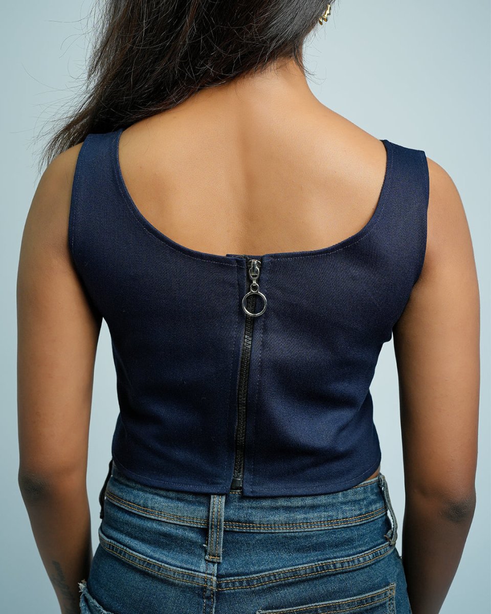 Studded Denim Corset - Women Corset | Mydesignation