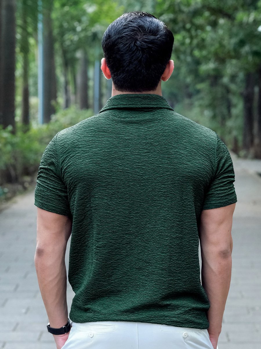 Green Textured Polo - Polo T-shirts | Mydesignation