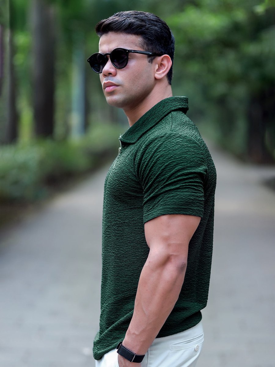 Green Textured Polo - Polo T-shirts | Mydesignation