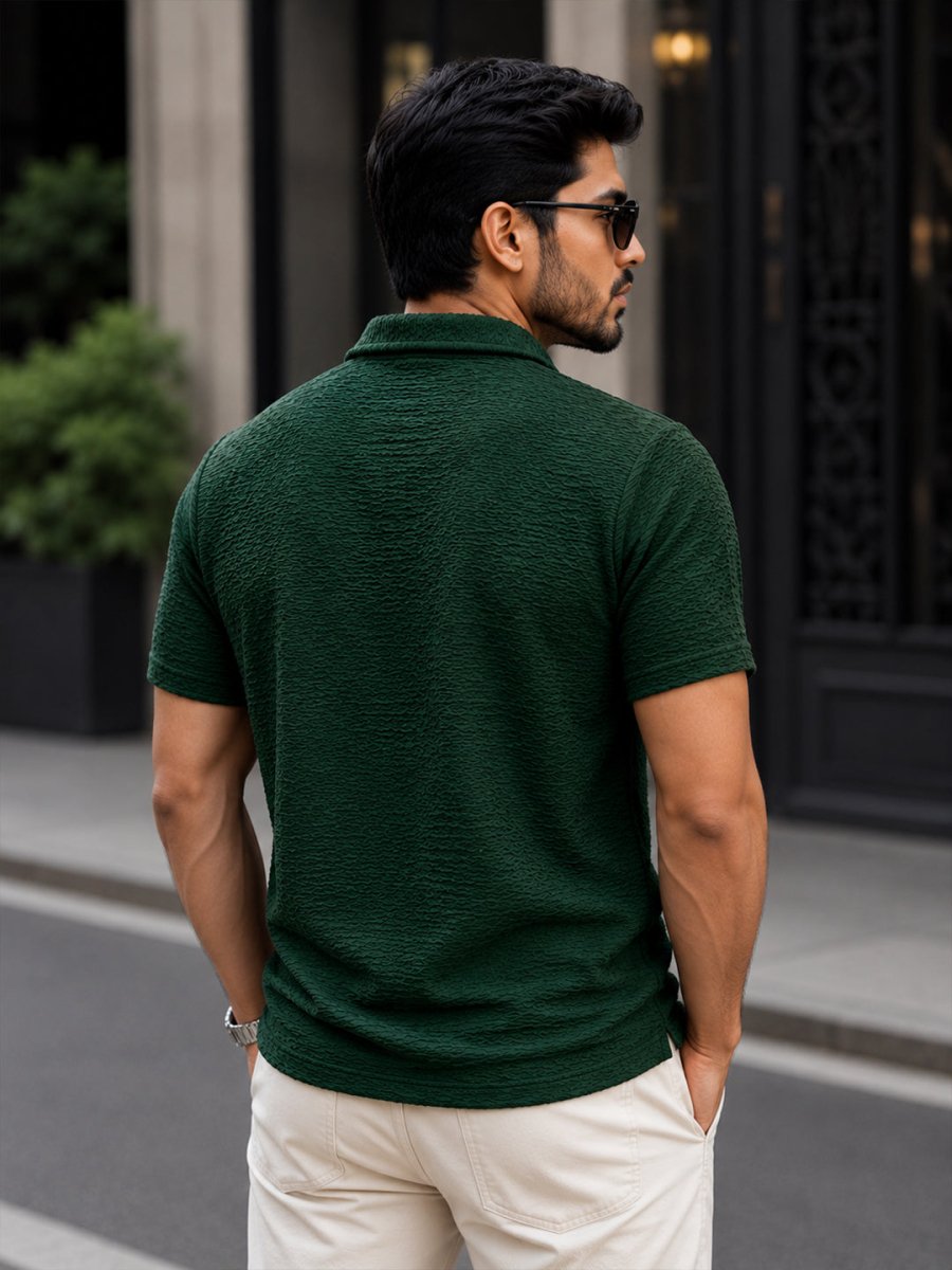 Green Textured Polo - Polo T-shirts | MyDesignation