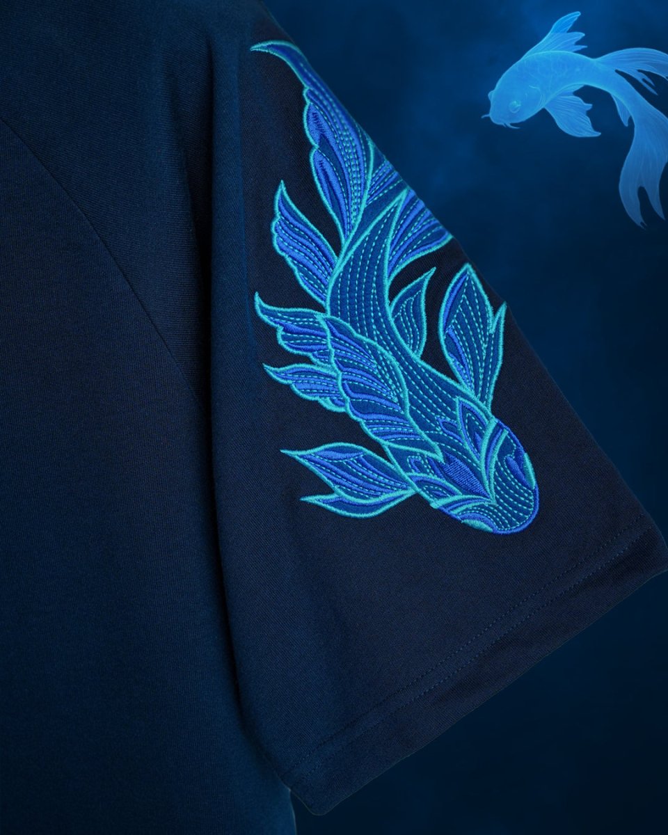 Koi Embroidered - Men Oversized T-shirt | Mydesignation