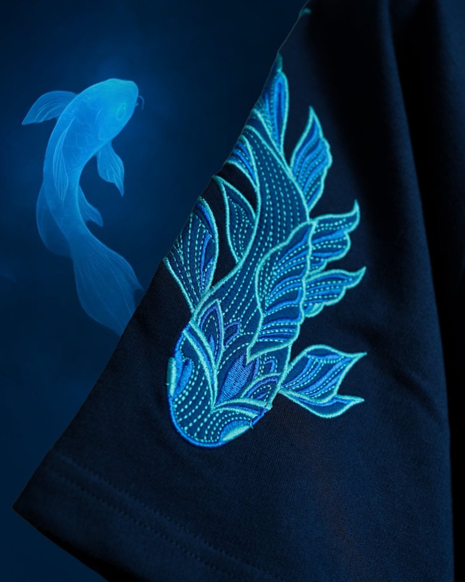 Koi Embroidered - Men Oversized T-shirt | Mydesignation