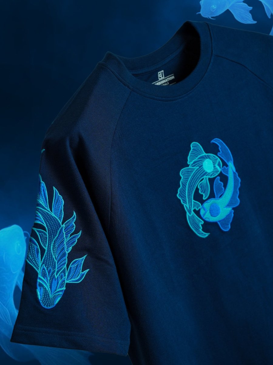 Koi Embroidered - Oversized T-shirt | Mydesignation