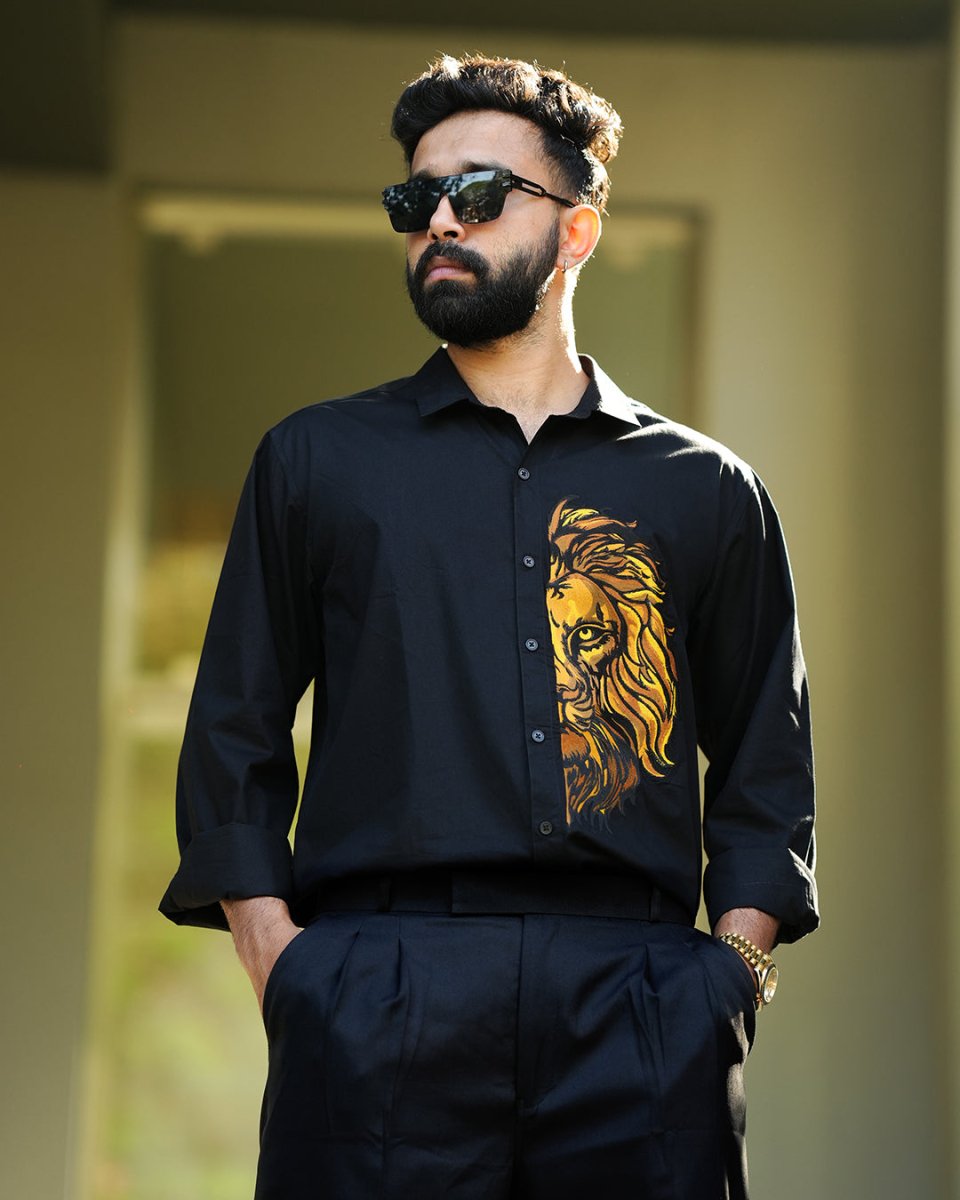 Lion Embroidered - Men Shirt | Mydesignation