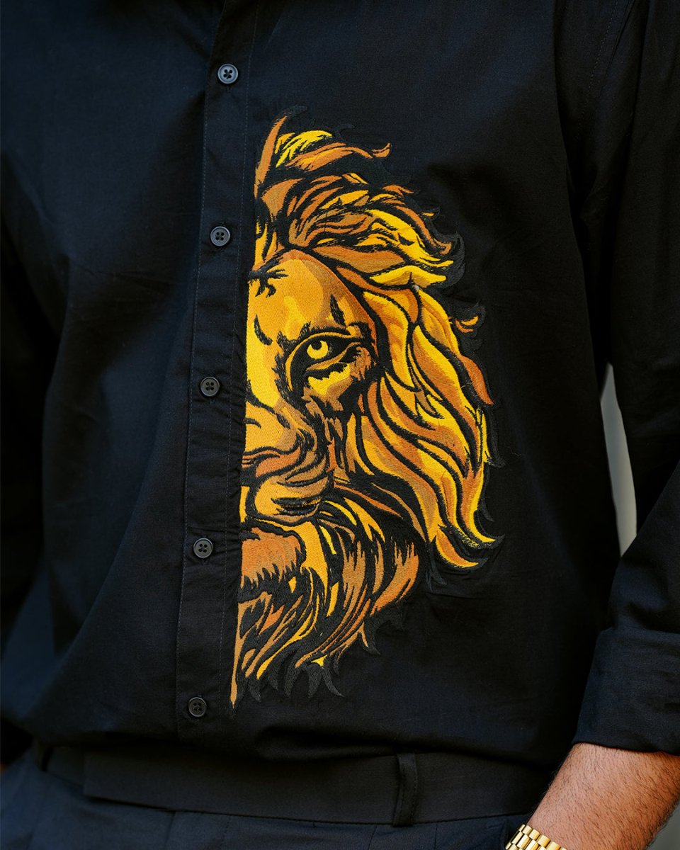 Lion Embroidered - Men Shirt | Mydesignation