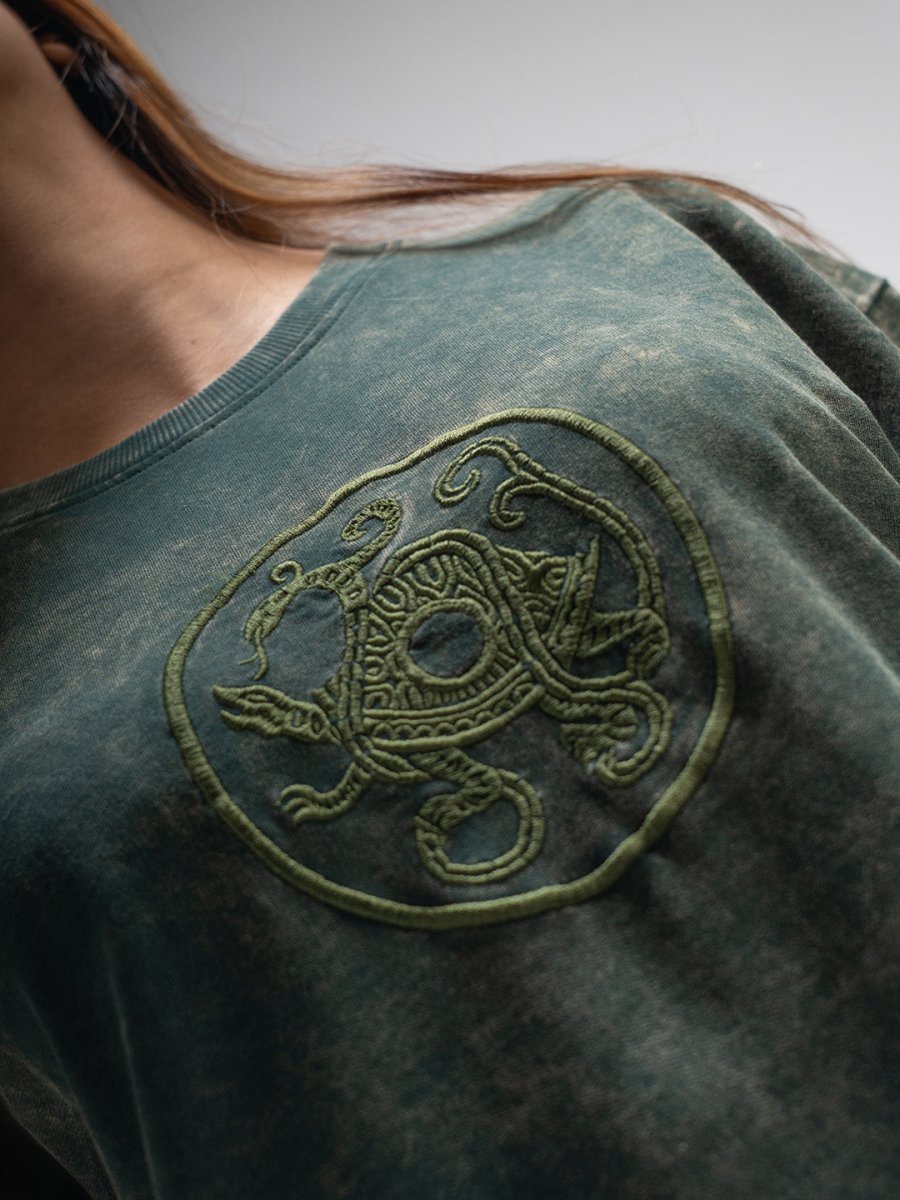 Mythical Tortoise Embroidered - Women Oversized T-shirt | Mydesignation