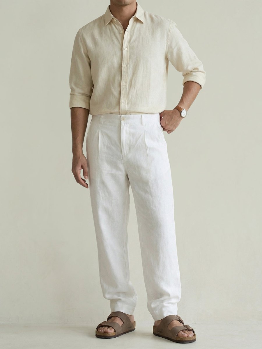 Off White Linen Pant for Men | Relaxed Fit