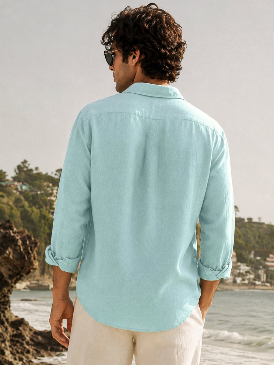 Pista Green Linen Shirt - Shirt | MyDesignation