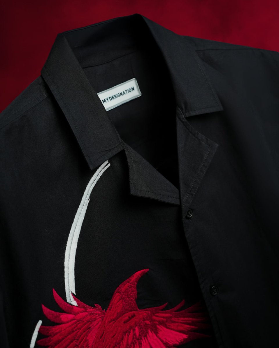 Raven Embroidered - Men Shirt | Mydesignation