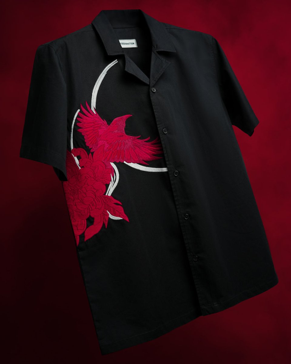 Raven Embroidered - Men Shirt | Mydesignation
