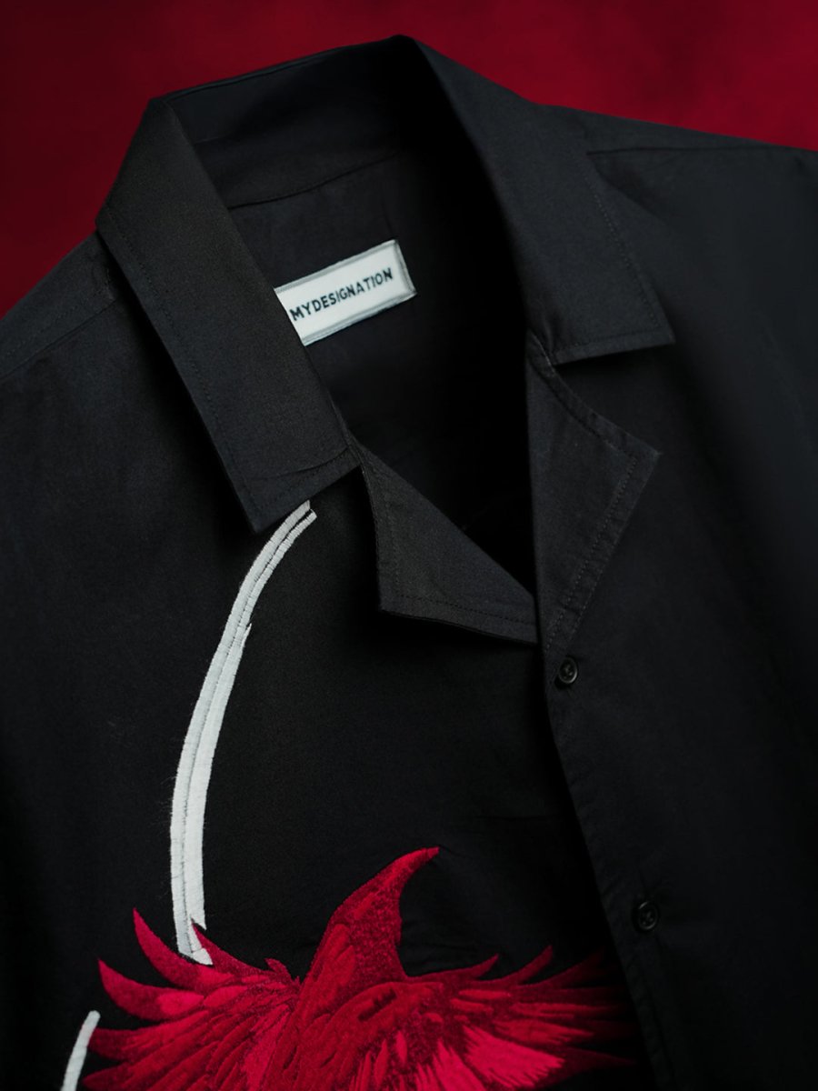 Raven Embroidered | Relaxed Fit | Luxe Cotton Shirt - Shirt | Mydesignation