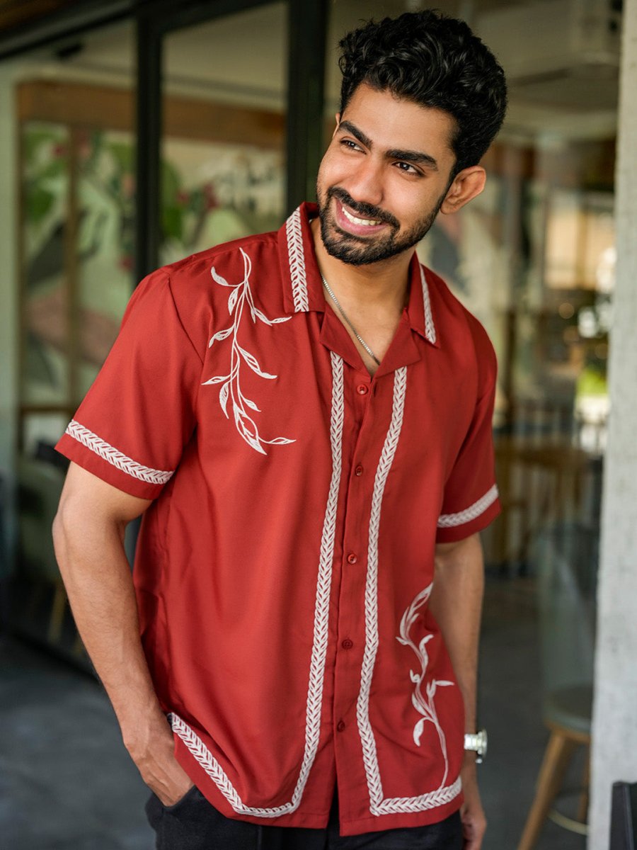 Red Leaf Embroidered Shirt | Valentines collection - Men Shirt | Mydesignation
