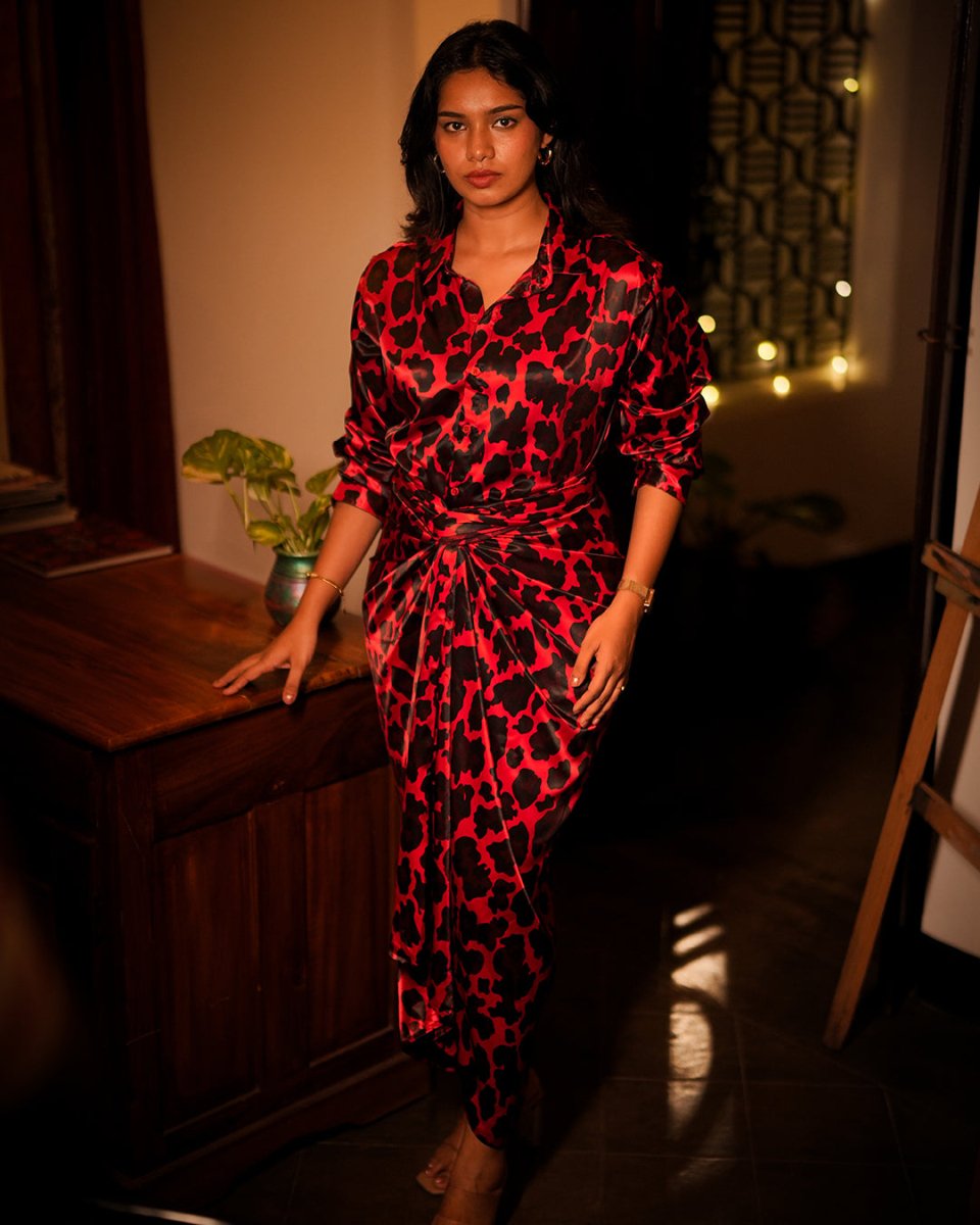 Red Leopard Shirt & Skirt Set - Combo Pack | Mydesignation