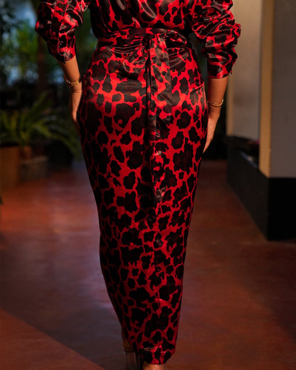 Red Leopard Wrap Skirt - Women Skirt | Mydesignation