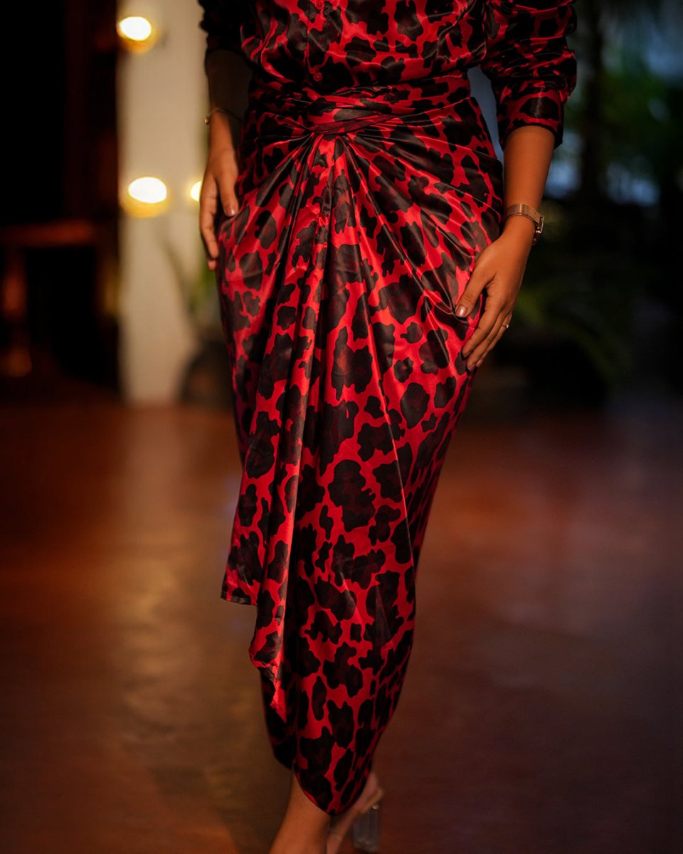 Red Leopard Wrap Skirt - Women Skirt | Mydesignation