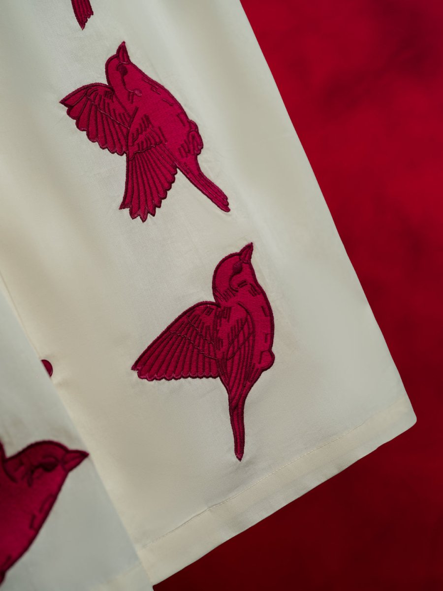 Red Sparrow Embroidered Shirt - Men Shirt | Mydesignation