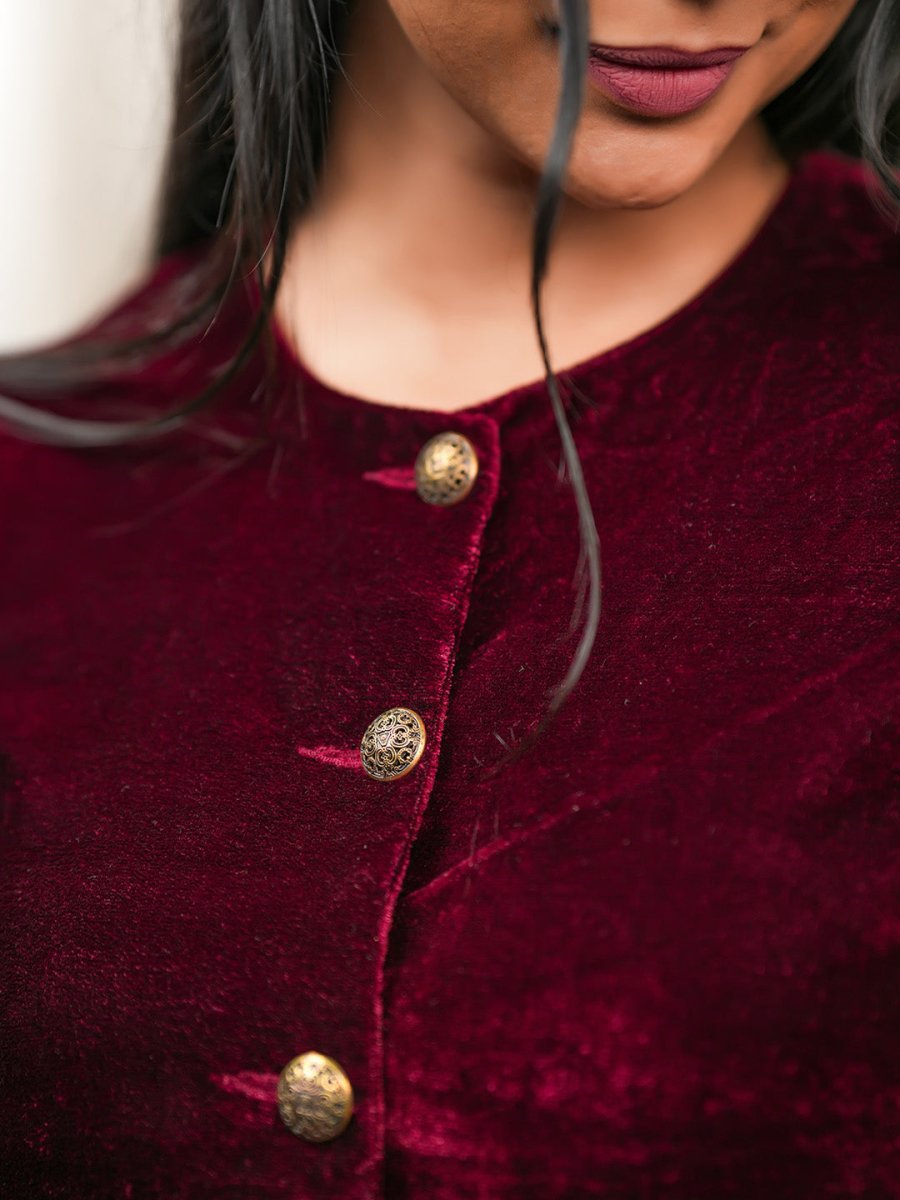 Red Wine Velvet Top - Women Top | Mydesignation