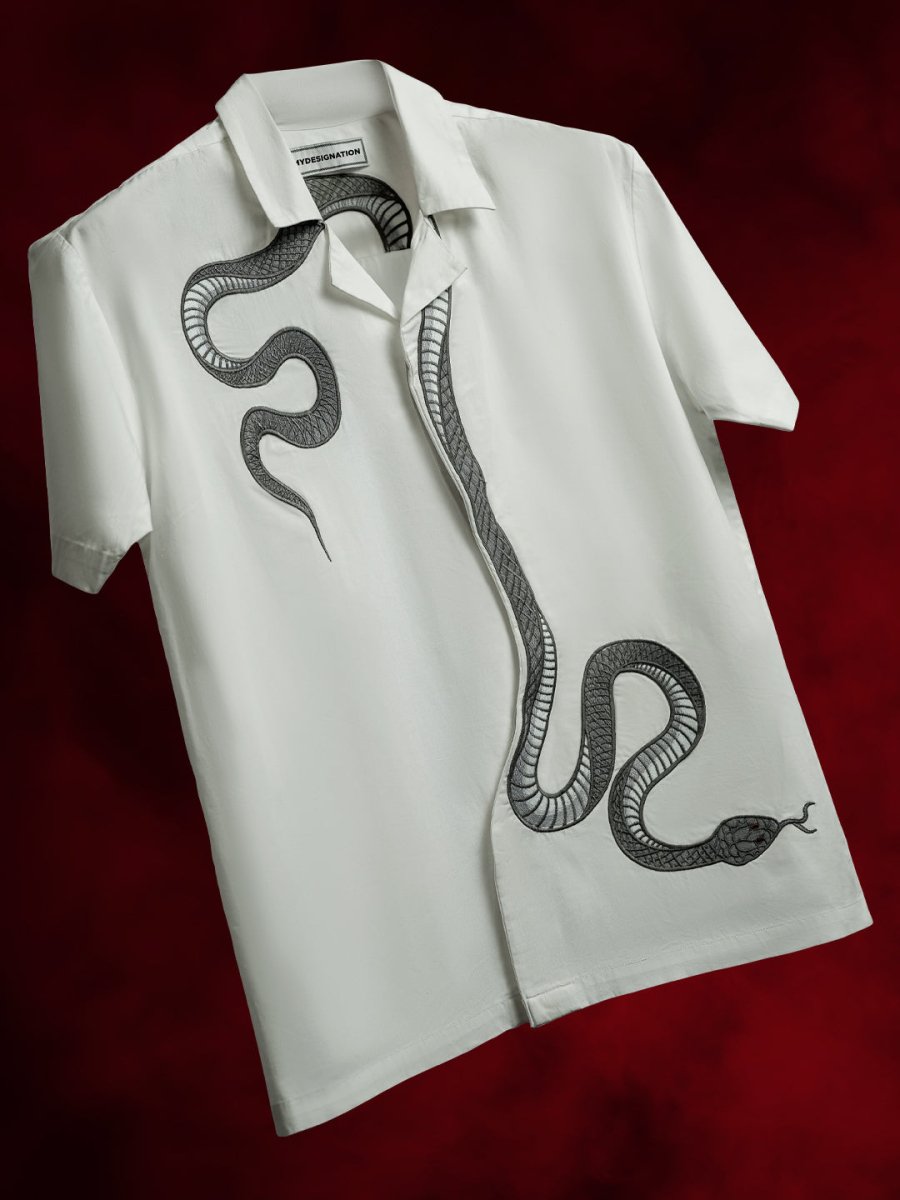 Silver Snake Embroidered - Men Shirt | Mydesignation