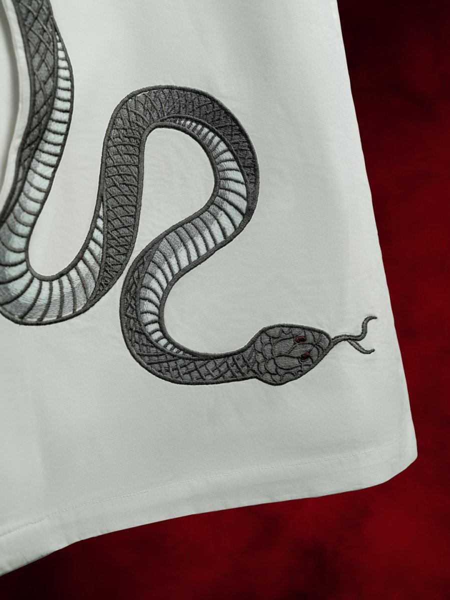 Silver Snake Embroidered - Men Shirt | Mydesignation