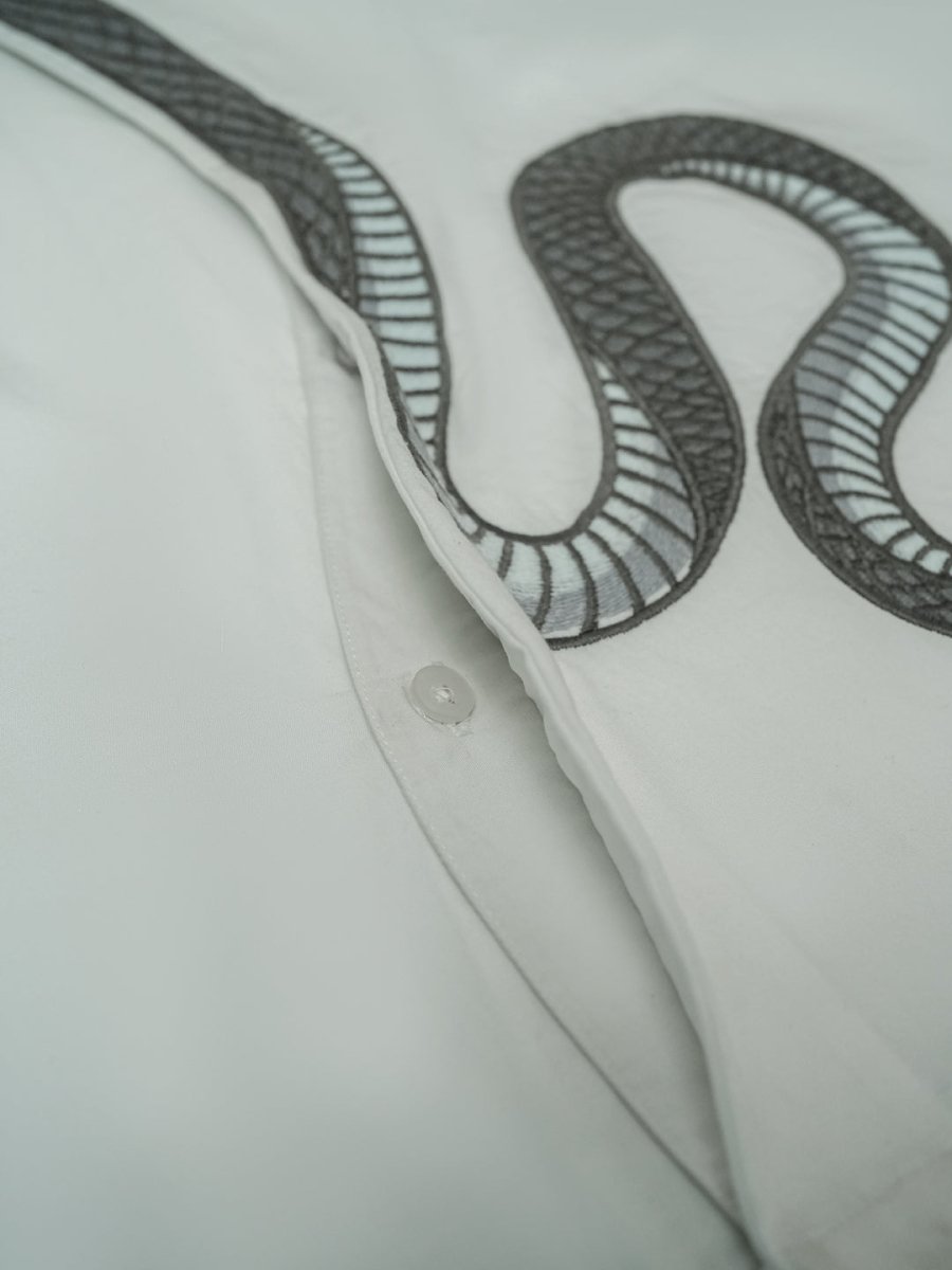 Silver Snake Embroidered - Men Shirt | Mydesignation