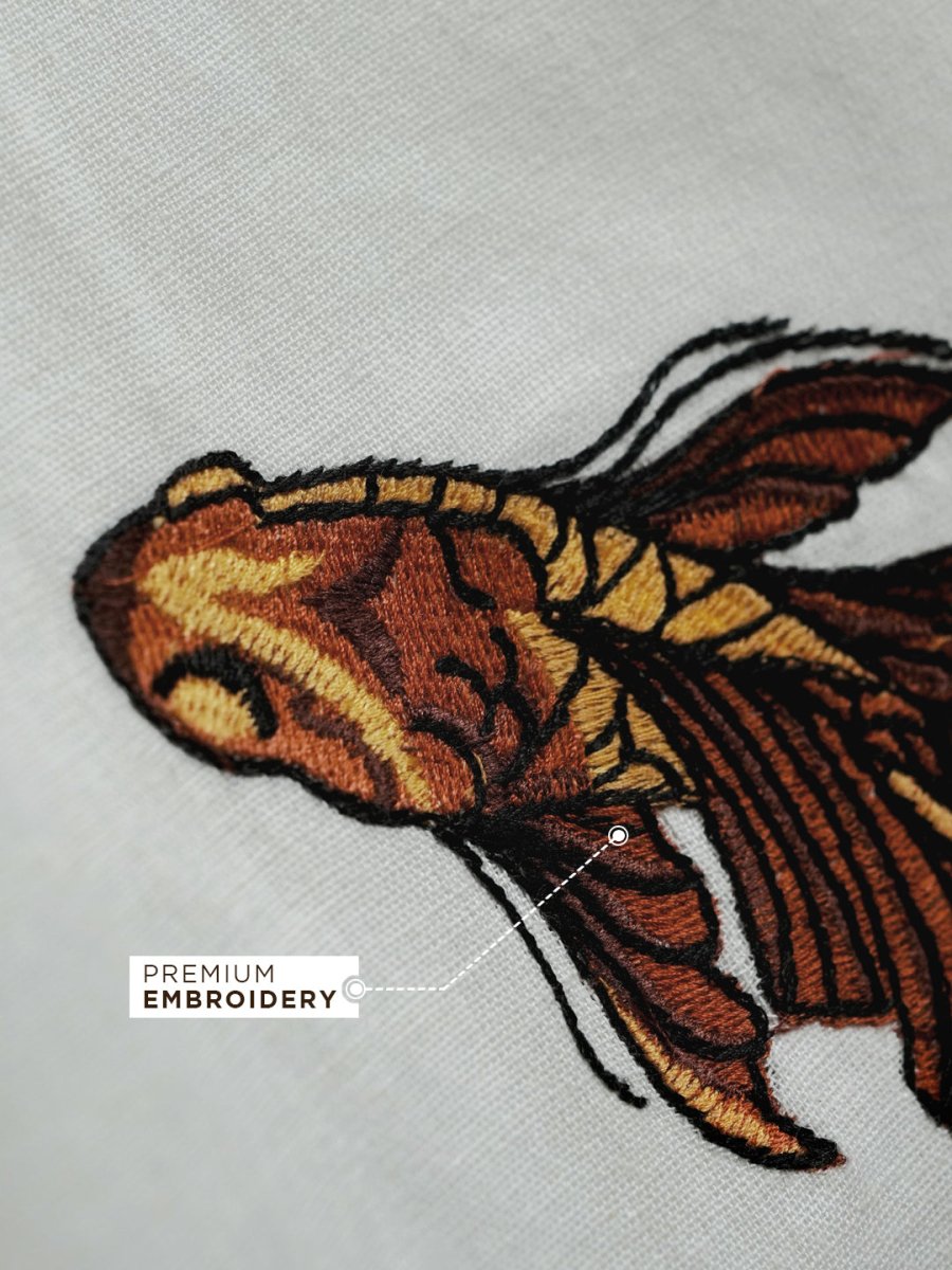 Twin Fish Embroidered Shirt - Men Shirt | Mydesignation