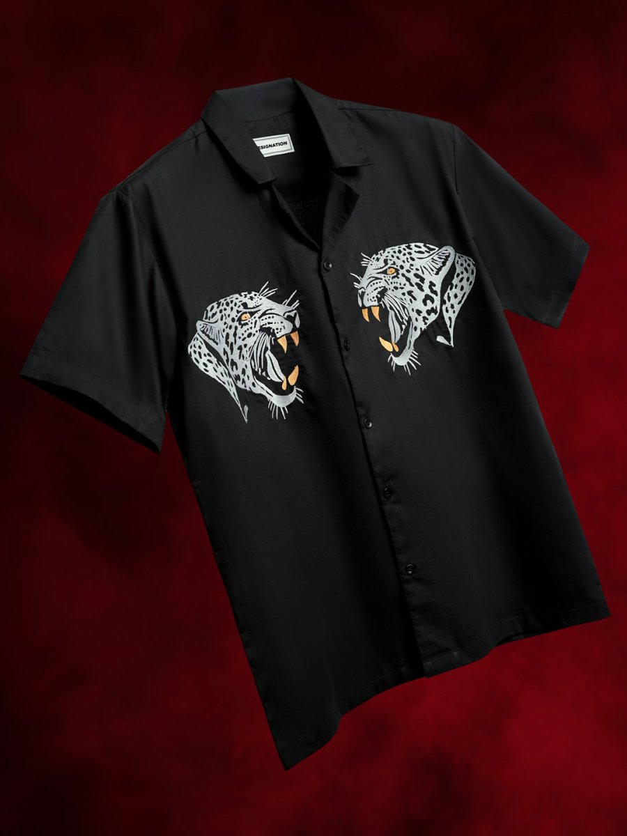 Twin Leopard Embroidered - Men Shirt | Mydesignation